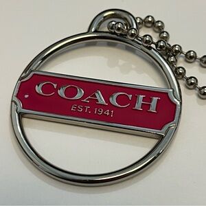 Coach Pink Metal Bag Charm with Ball Chain